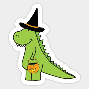 Trick or Treating Halloween T-Rex Dinosaur Sticker